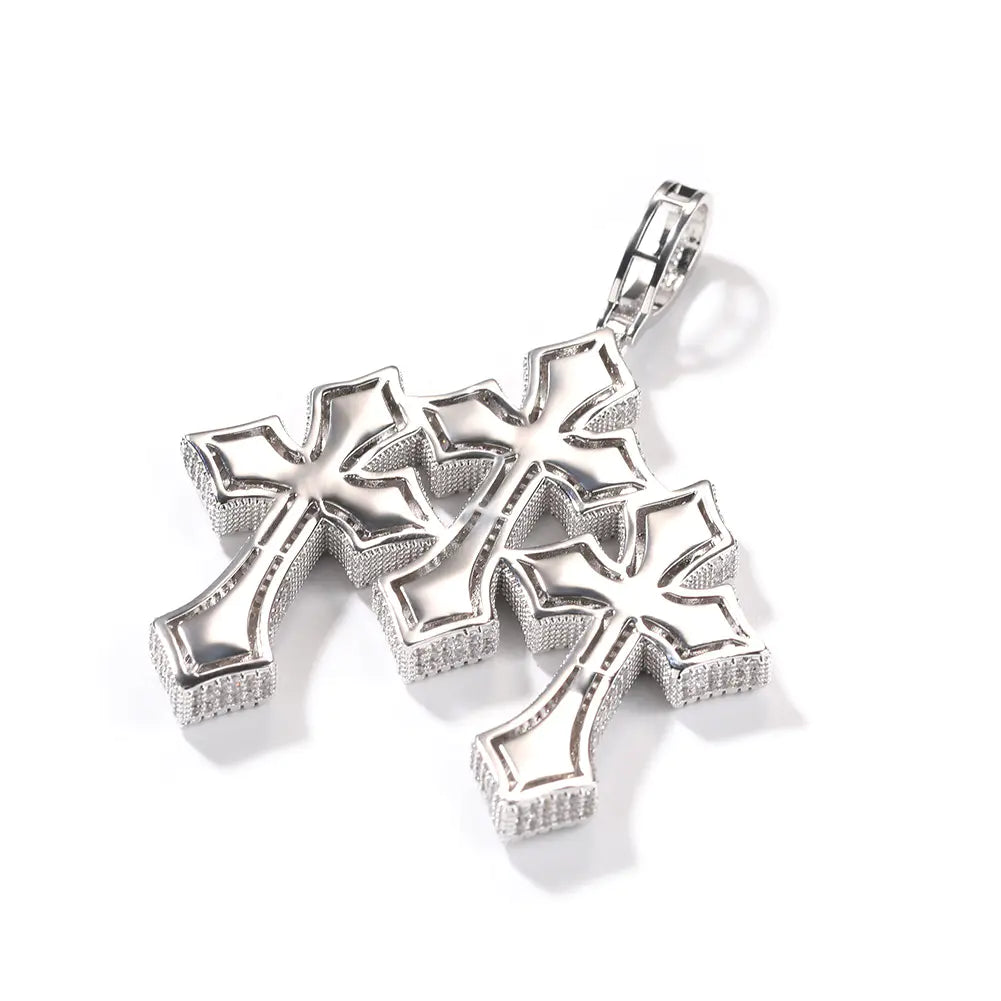 Triple Baguette Barbee Cross pendant