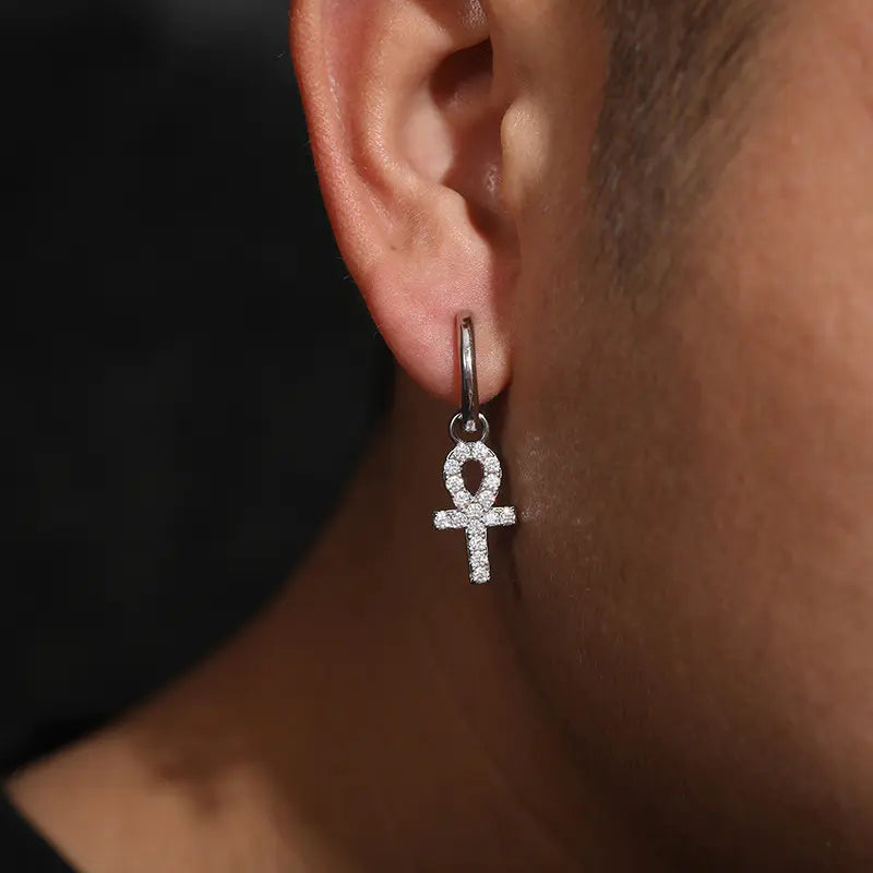 S925 Silver Moissanite Ankn Hoop Earrings
