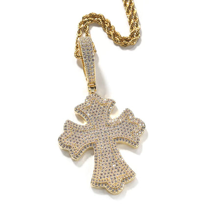 Iced Bottnee Cross Pendant