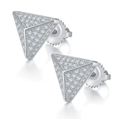 S925 Silver Moissanite Pyramid Stud Earring