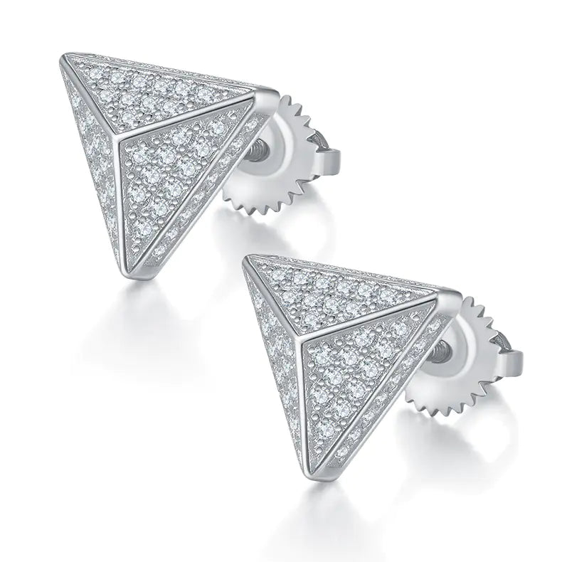 S925 Silver Moissanite Pyramid Stud Earring