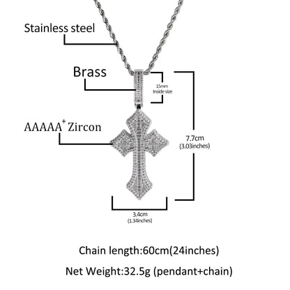 Ice Baguette Barbee Cross Pendant