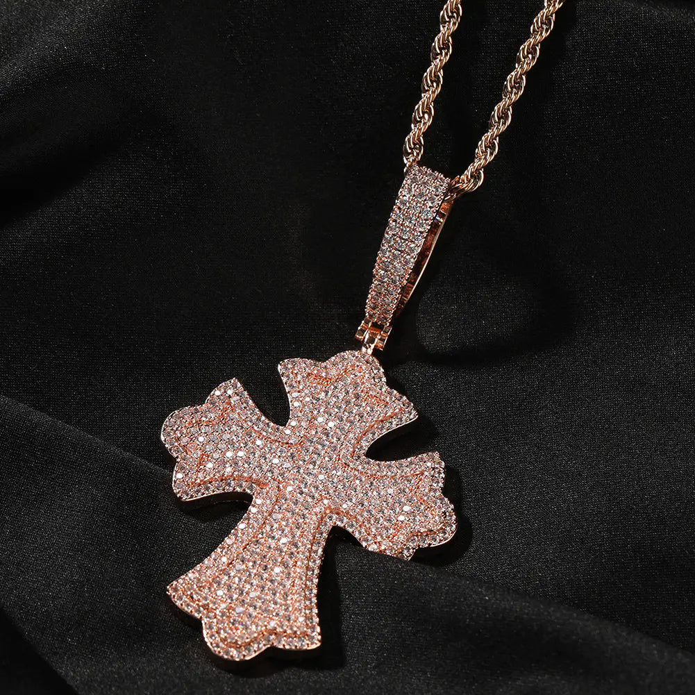 Iced Bottnee Cross Pendant