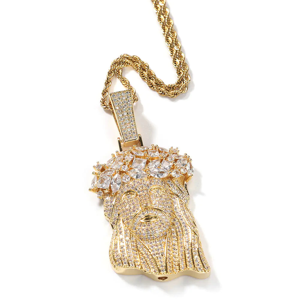 Mix Iced Crown Jesus Pendant