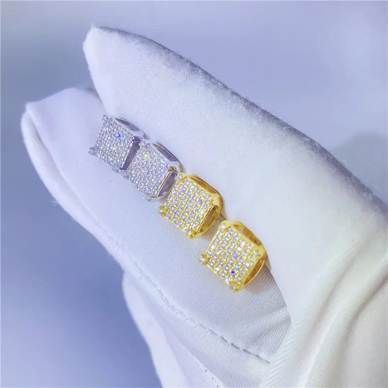 S925 Moissanite Princess Cut Stud Earrings