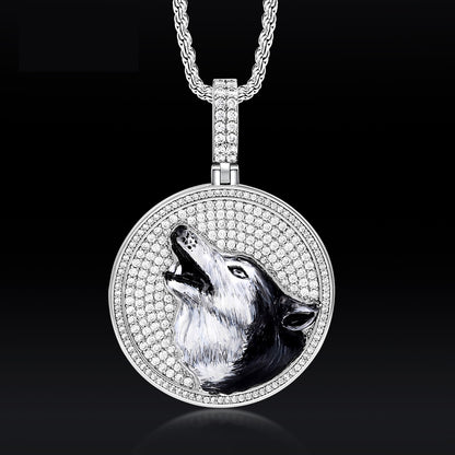 Wolf Head Round Pendant