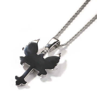 Iced Angel Wings orthodox Cross Pendant