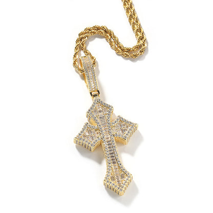 Ice Baguette Barbee Cross Pendant