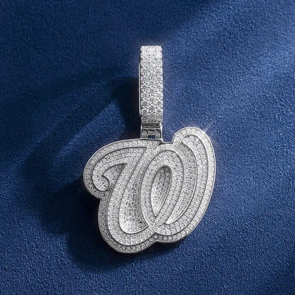 Custom W Initial Moissanite Pendant