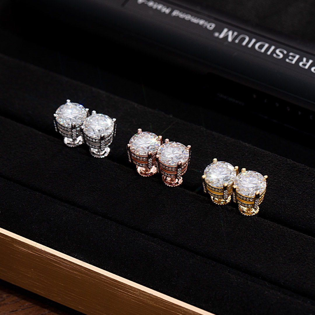 Halo Moissanite Stud Earrings