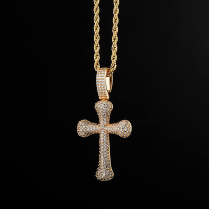 Iced Bone Cross Pendant