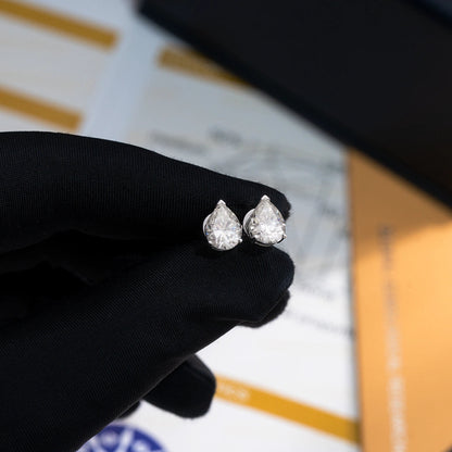 Pear Cut Stud Moissanite Earrings