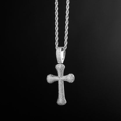 Iced Bone Cross Pendant