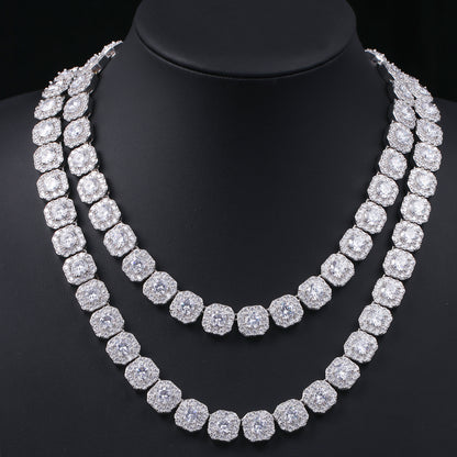 Cushion-Cut Clustered Tennis Chain