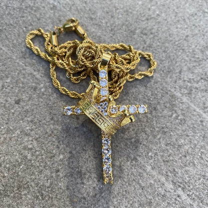 Crown Zirconia Cross Pendant