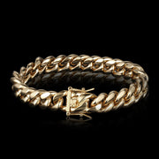 12MM 14K/White  Gold Plated Miami Cuban Link Bracelet