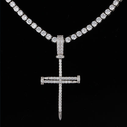 Iced Nail Cross Pendant