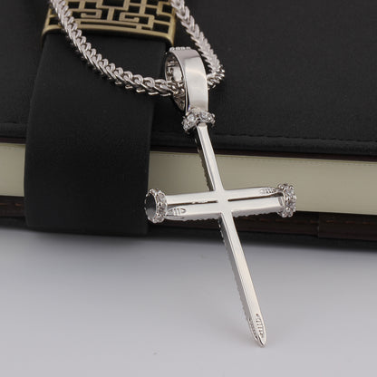 Iced Nail Cross Pendant