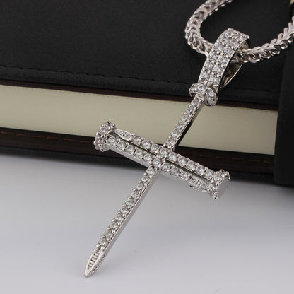 Iced Nail Cross Pendant