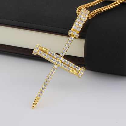 Iced Nail Cross Pendant