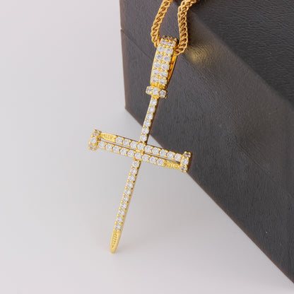 Iced Nail Cross Pendant