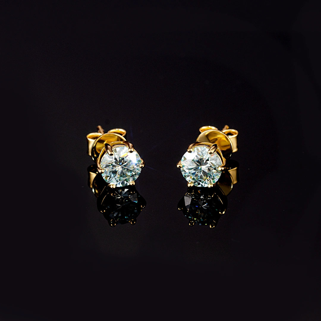 Certified Blue Moissanite Stud Earrings