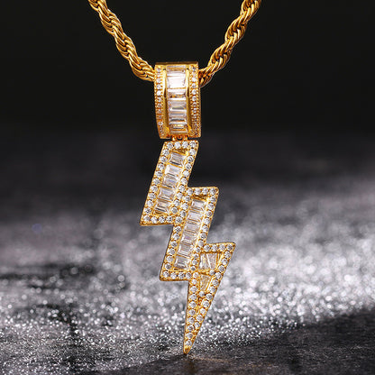 Iced Baguette Lightning Pendant