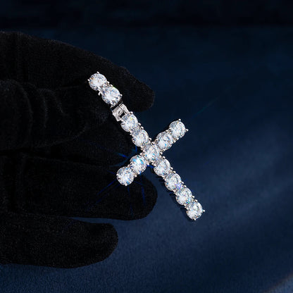 13CT Blue Moissanite Cross Pendant