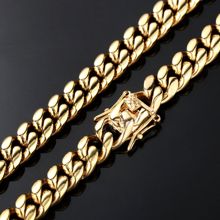 12MM 14K/White  Gold Plated Miami Cuban Link Bracelet