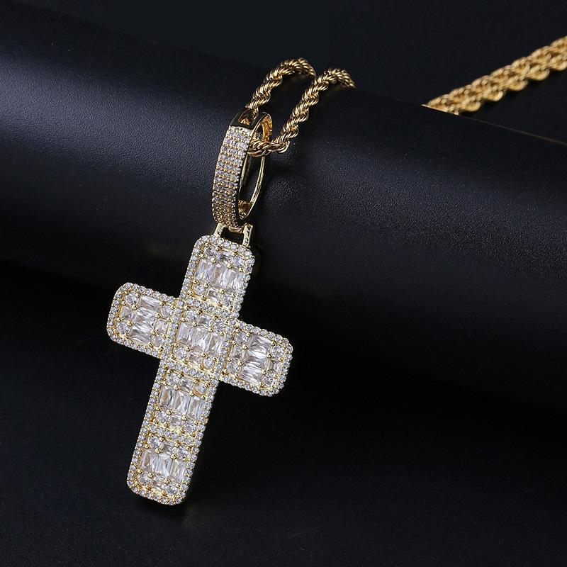 Iced Baguette Cross Pendant