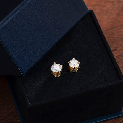 Halo Moissanite Stud Earrings