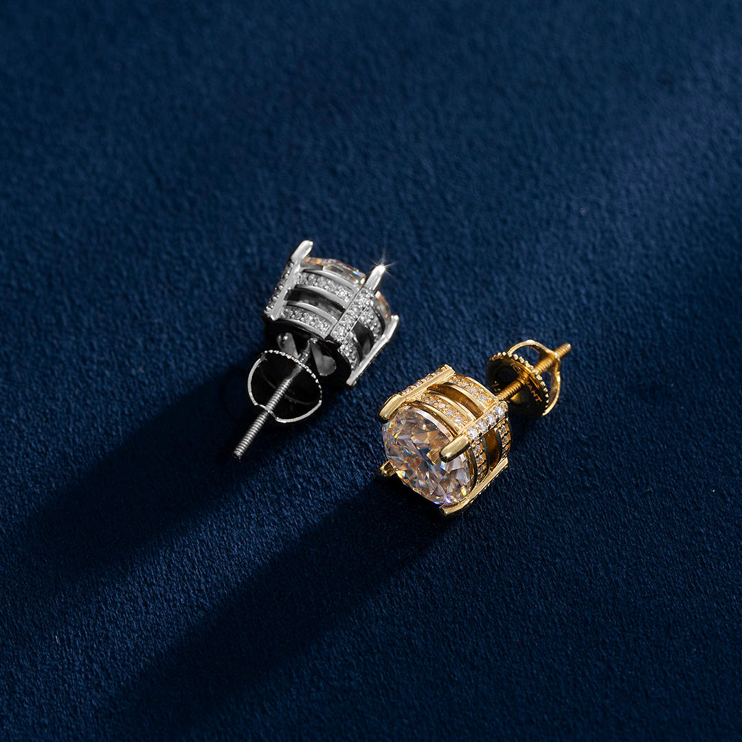 Halo Moissanite Stud Earrings