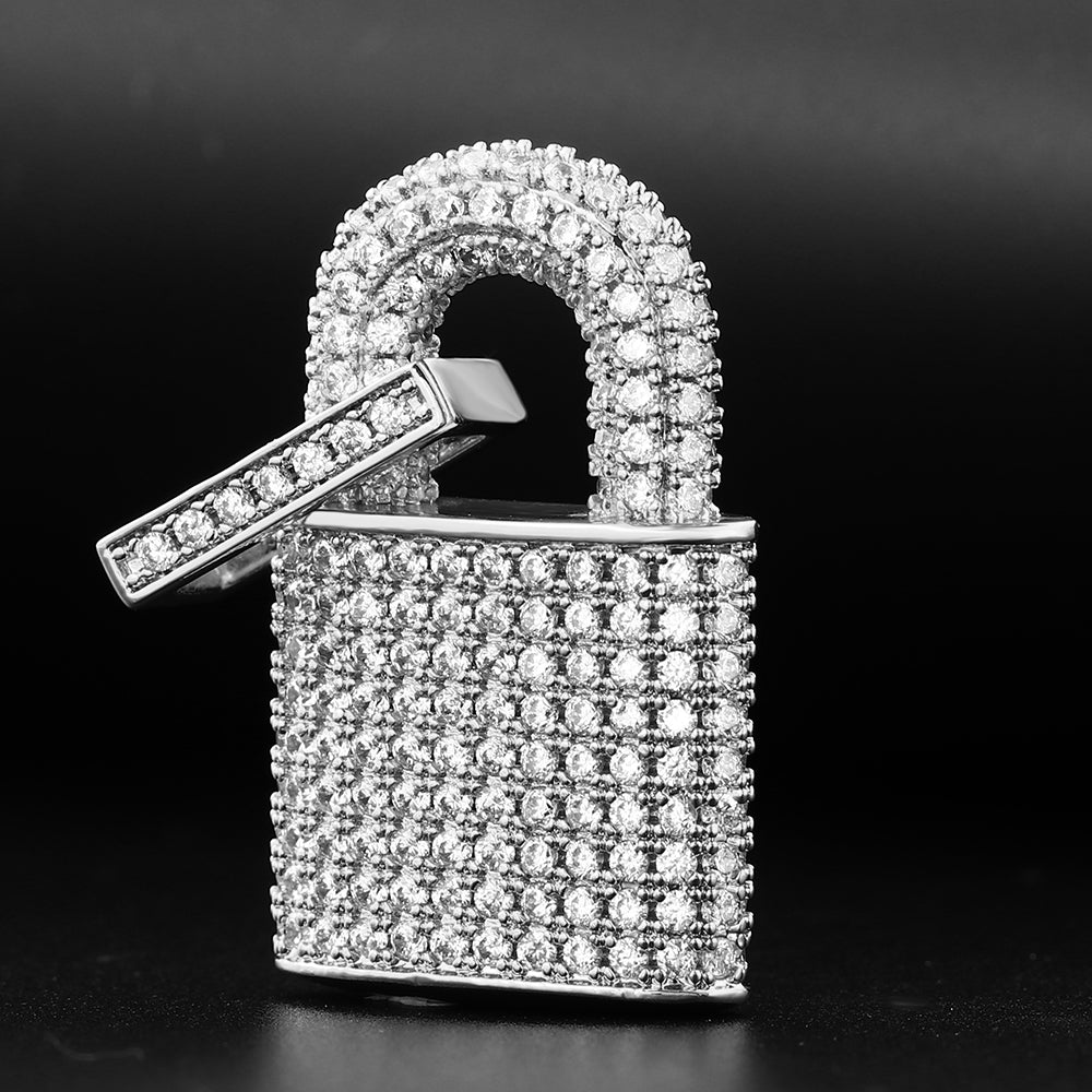Iced Solid Lock Shaped Pendant