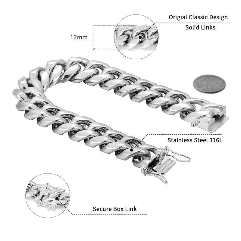 12MM Miami Cuban Link Set - White Gold