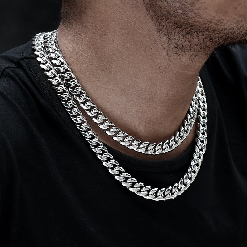 12MM Miami Cuban Link Set - White Gold