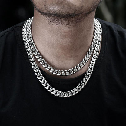 Iced Clasp Miami Cuban Link Chain - White Gold