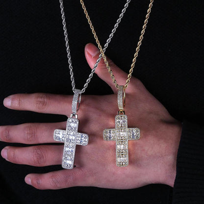 Iced Baguette Cross Pendant