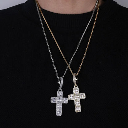 Iced Baguette Cross Pendant