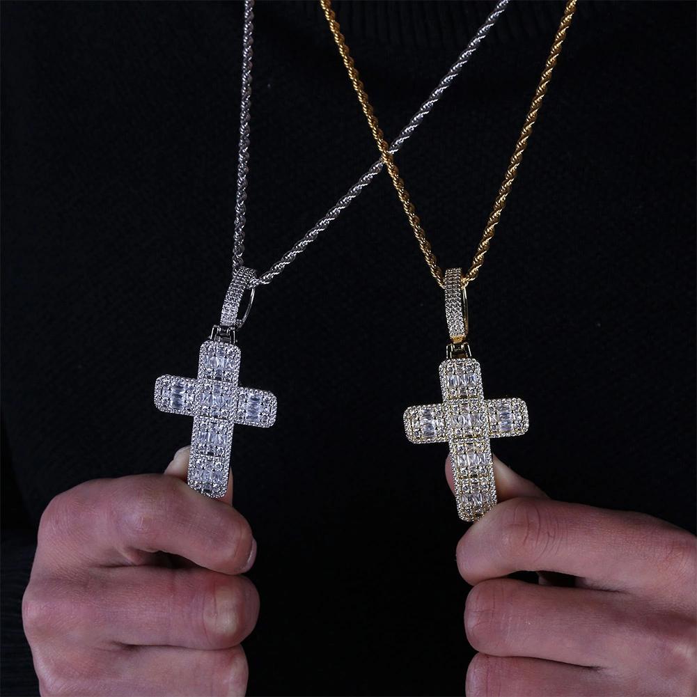 Iced Baguette Cross Pendant