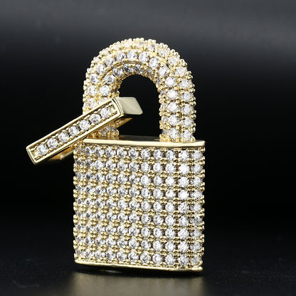 Iced Solid Lock Shaped Pendant