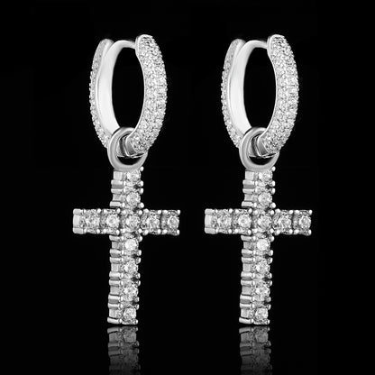 Iced Cross Earrings