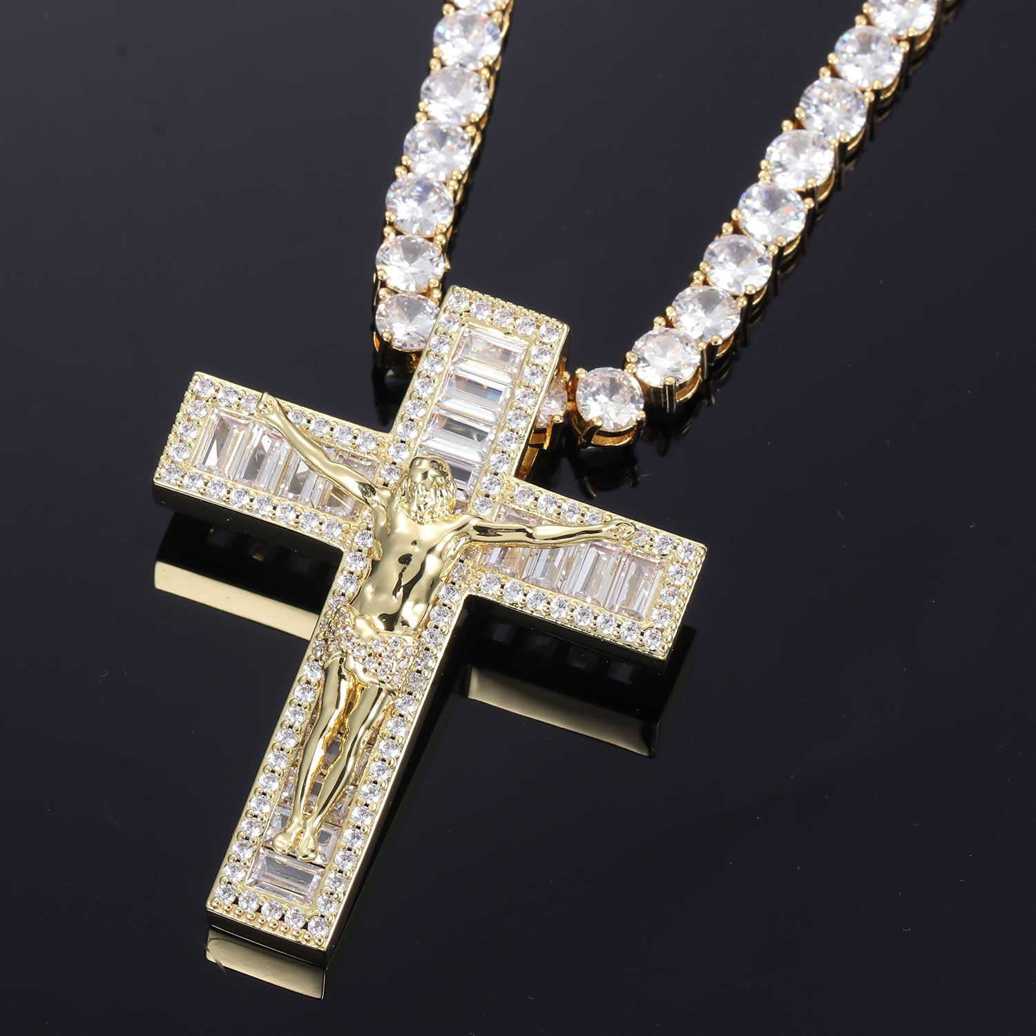 Jesus Baguette Cross Pendant