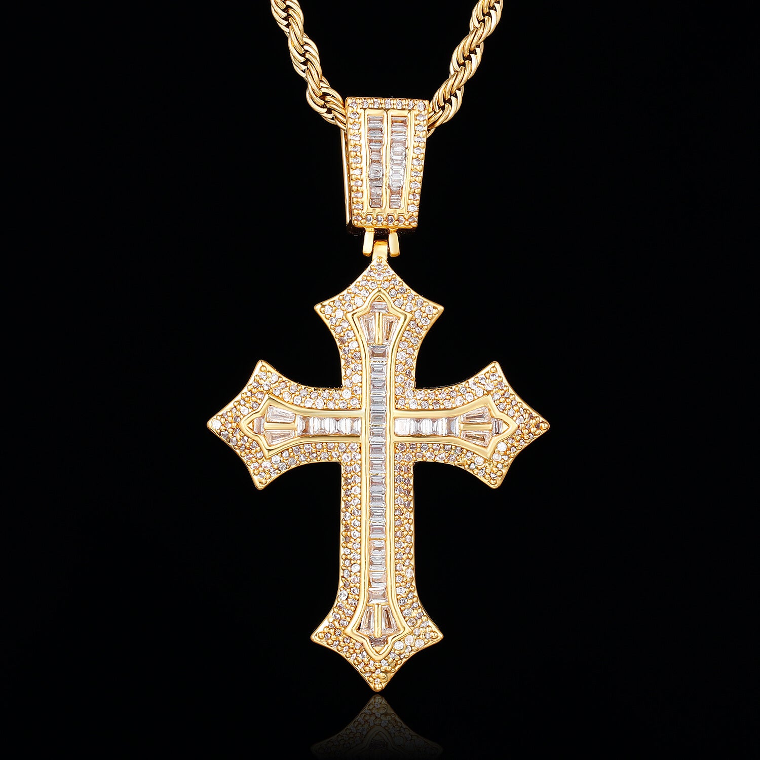 Golden Double Cross Pendant