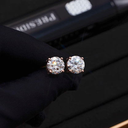 Halo Moissanite Stud Earrings