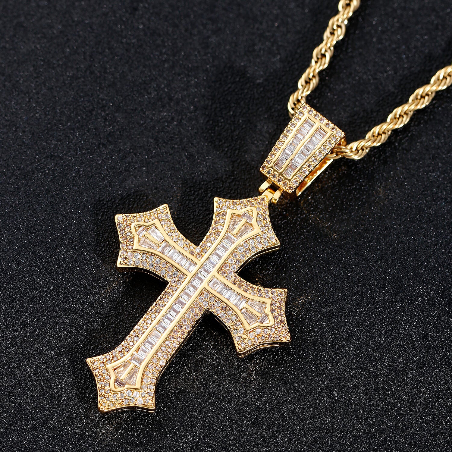 Golden Double Cross Pendant