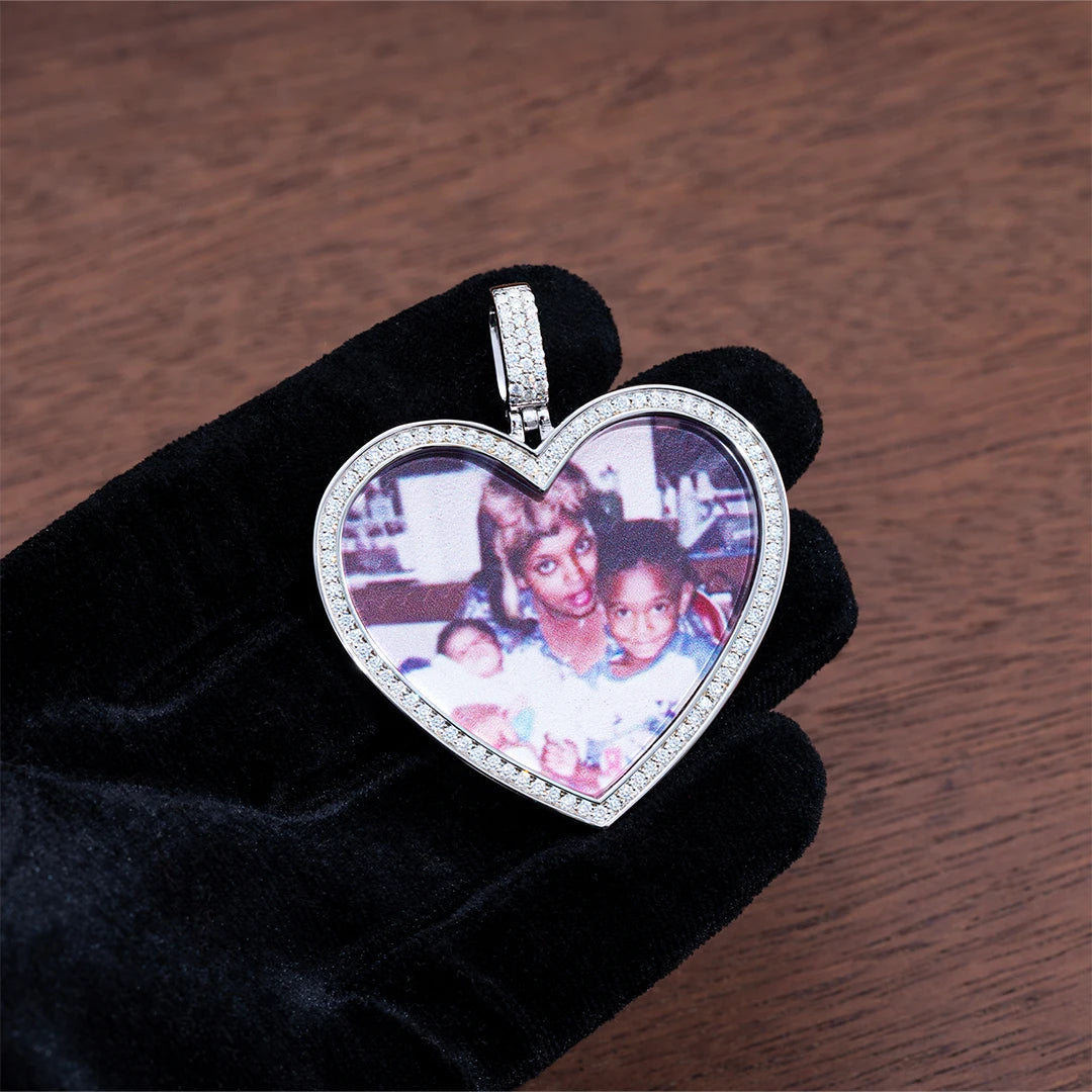 S925 Custom Heart Shaped Picture Pendant