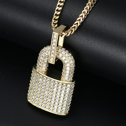 Iced Solid Lock Shaped Pendant