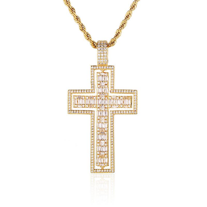 Double-Sides Iced Cross Pendant