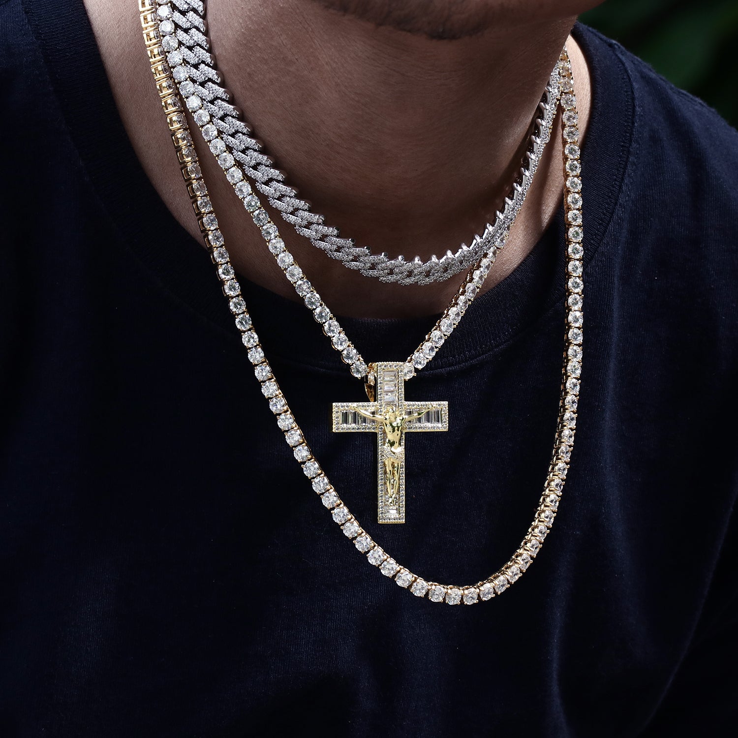 Jesus Baguette Cross Pendant
