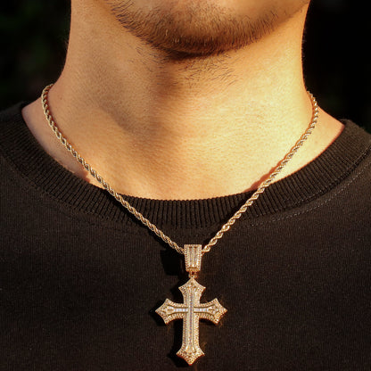 Golden Double Cross Pendant